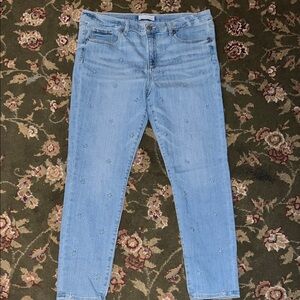 LOFT Light Blue Skinny Jeans with Star Embroidery